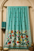 The Turquoise Lagoon Premium Peshwai Handloom Saree Infused with Renaissance-Style Paithani Art