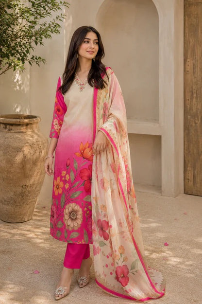 Elegant Floral Suit Set with Heavy Fancy Hand Work
