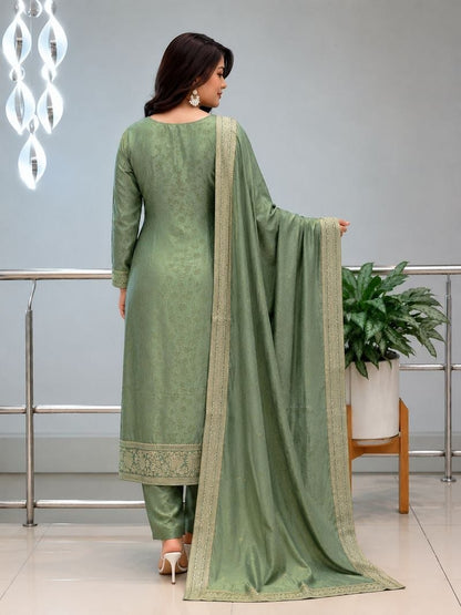 Banarasi Silk Suit Set with Handwork Dupatta for Women