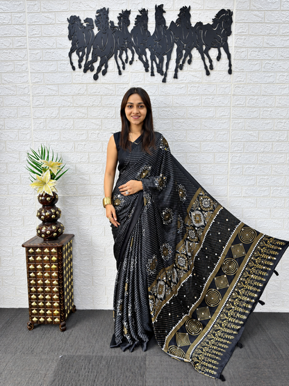 Festive Glow Geometric Print Saree