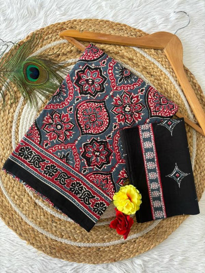 Attractive - Pure Heavy Mul Cotton Saree with Bagru Handblock Print