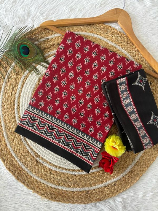 Beautiful - Pure Heavy Mul Cotton Saree with Bagru Handblock Print