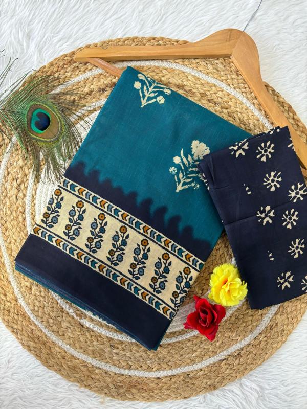 Dharma - Pure Heavy Mul Cotton Saree with Bagru Handblock Print