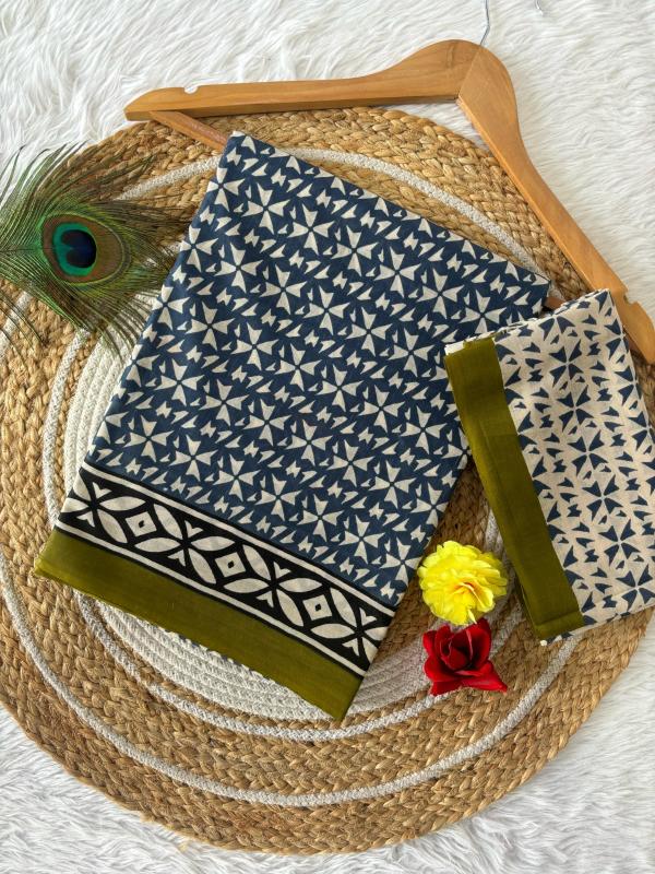 Gorgeous Pure Mul Cotton Saree with Bagru Handblock Prints