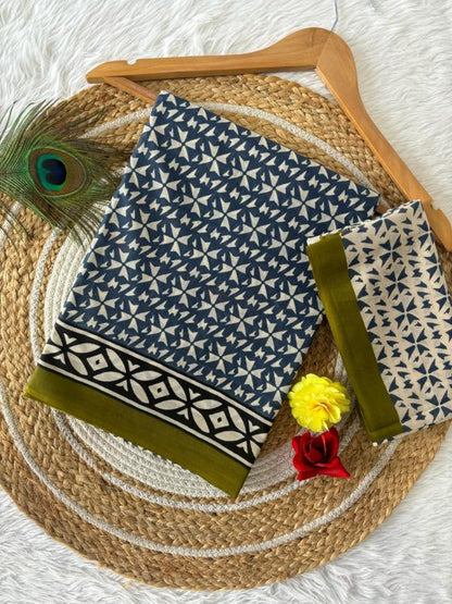 Gorgeous Pure Mul Cotton Saree with Bagru Handblock Prints