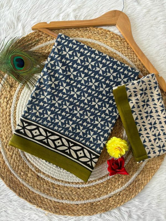 Gorgeous Pure Mul Cotton Saree with Bagru Handblock Prints