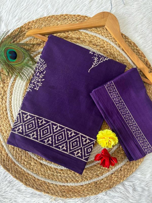 Attractive Pure Mul Cotton Saree with Bagru Handblock Prints