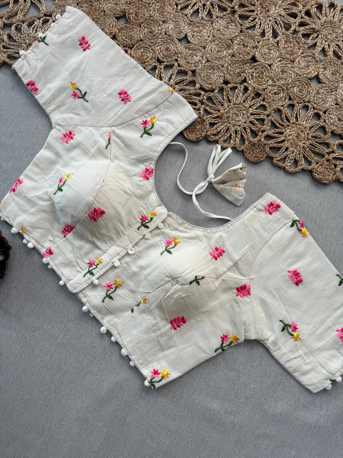 Wine Handloom Cotton Saree With Embroidery Stitched Blouse