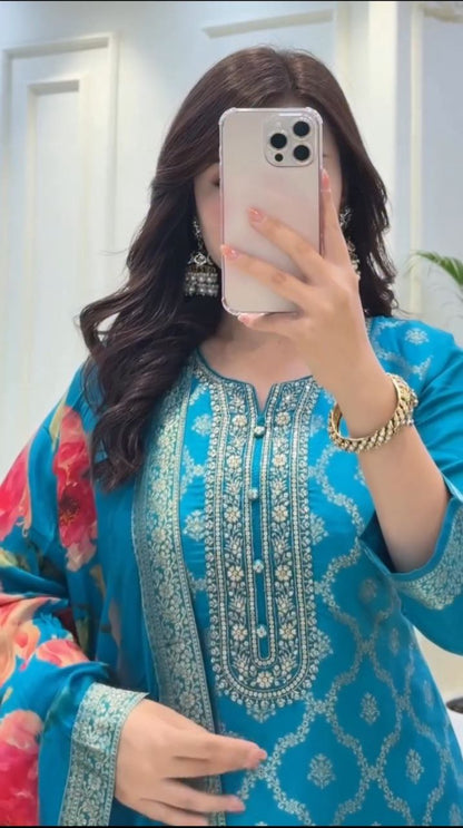 ELIGANT BANARASI SILK WEAVING SUIT SET