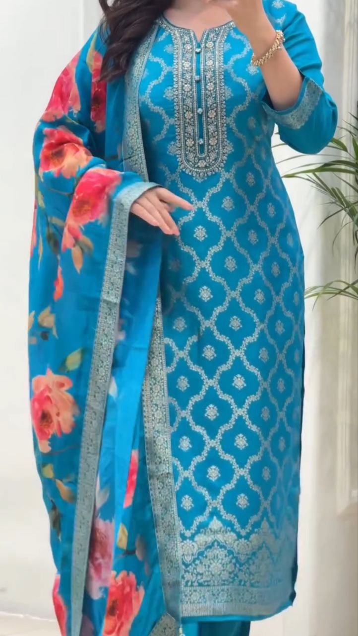 ELIGANT BANARASI SILK WEAVING SUIT SET