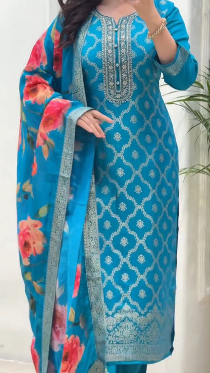 ELIGANT BANARASI SILK WEAVING SUIT SET