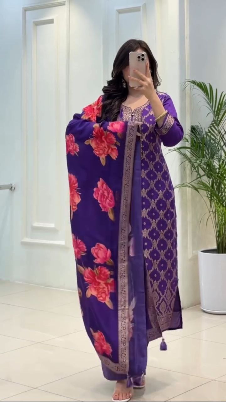 ATTRACTIVE BANARASI SILK WEAVING SUIT SET