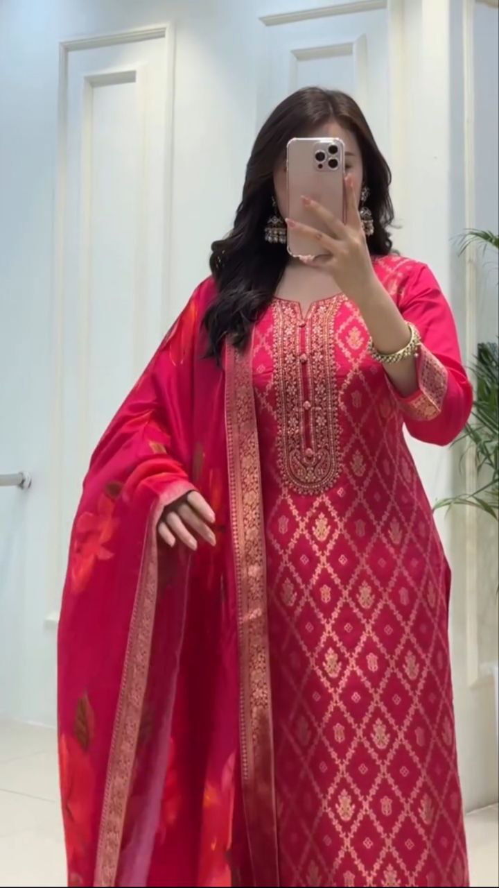 DESIGNER BANARASI SILK WEAVING SUIT SET