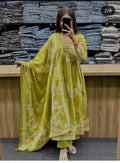 DESIGNER ANARKALI STYLE PURE COTTON SUIT SET