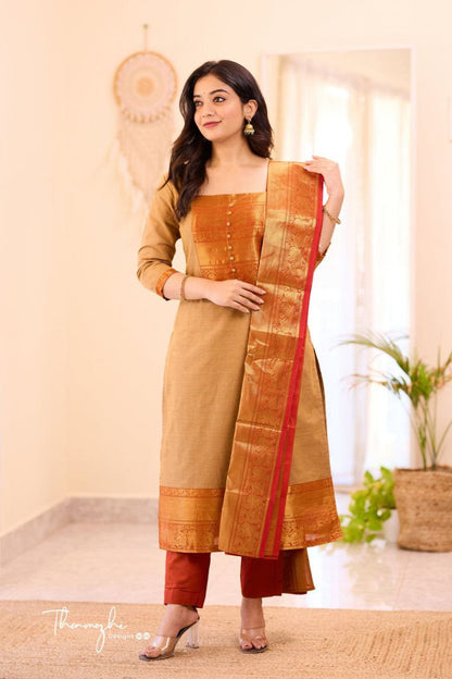 ATTRACTIVE PURE BANARASI SILK JEQUARD WEAVING SUIT SET
