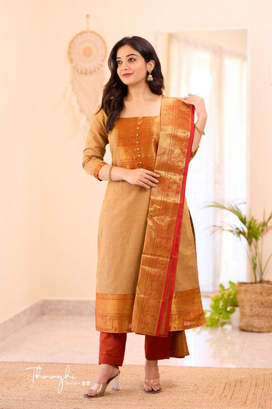ATTRACTIVE PURE BANARASI SILK JEQUARD WEAVING SUIT SET