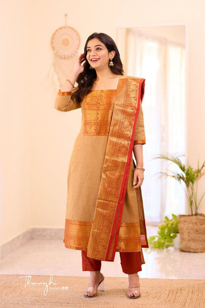 ATTRACTIVE PURE BANARASI SILK JEQUARD WEAVING SUIT SET