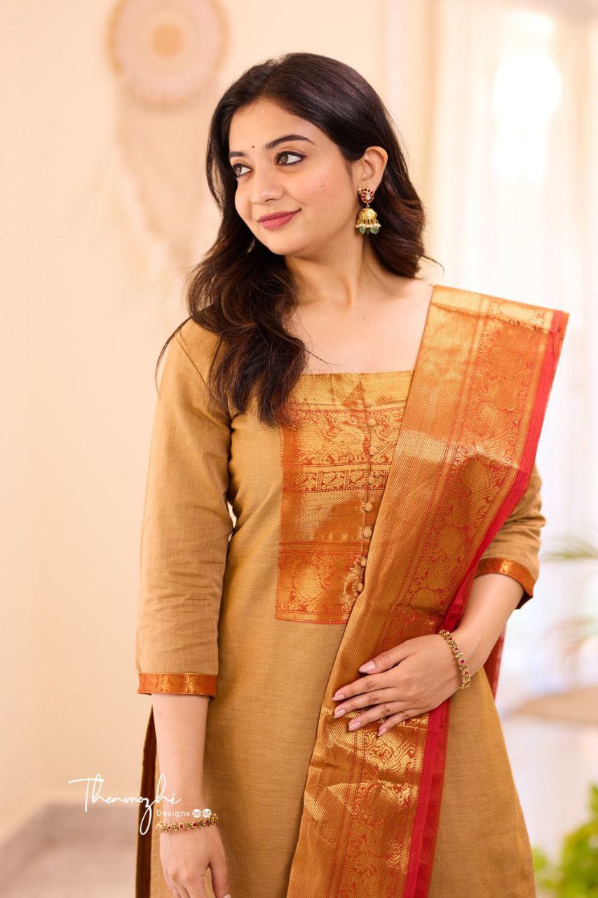 ATTRACTIVE PURE BANARASI SILK JEQUARD WEAVING SUIT SET