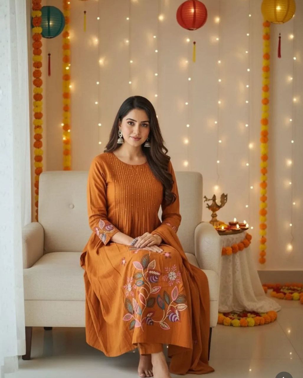 ATTRACTIVE PURE MUL COTTON EMBROIDERY SUIT SET
