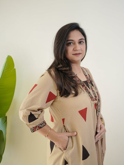 PURE COTTON KALAMKARI A-LINE PLAZO DUPATTA SET