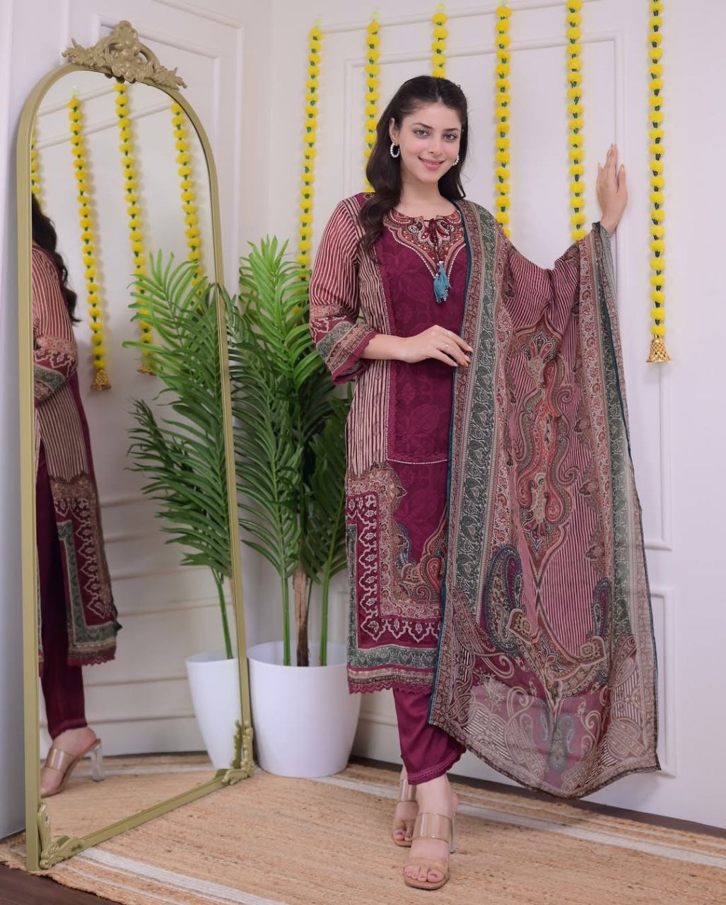 MOST ATTRACTIVE PURE MUSLIN EMBROIDERY SUIT SET