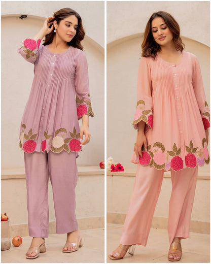 VERY BEAUTIFUL MUL CHANDERI EMBROIDERY CORD SET