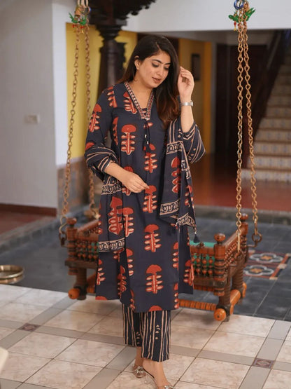 VARY BEAUTIFUL PURE MUL COTTON JAIPURI BLOCK PRINT SUIT SET
