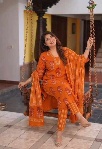 VARY BEAUTIFUL PURE MUL COTTON JAIPURI BLOCK PRINT SUIT SET