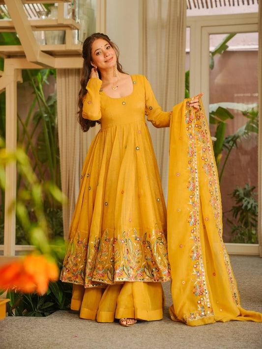 Very Gorgeous Suryalekha Yellow Embroidered Anarkali Suit Set