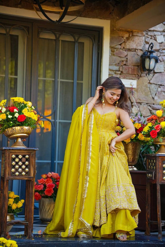 Designer Yellow Wedding Wear Suit Set with Dupatta