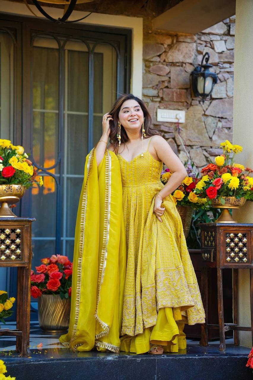 Designer Yellow Wedding Wear Suit Set with Dupatta