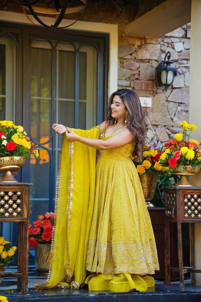 Designer Yellow Wedding Wear Suit Set with Dupatta