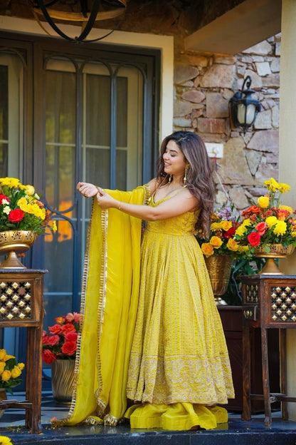 Designer Yellow Wedding Wear Suit Set with Dupatta