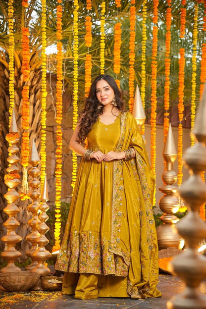 Designer Heavy Crepe Silk Anarkali Suit Set