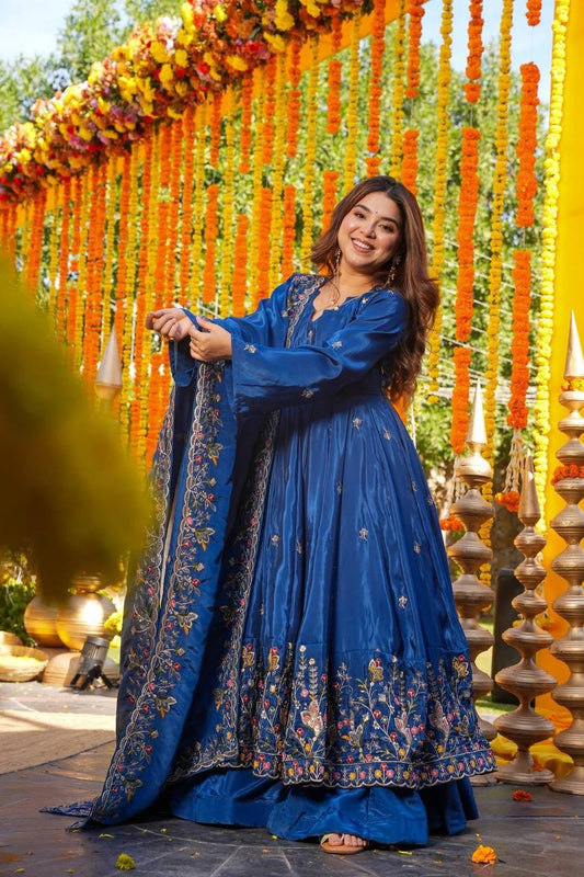 Premium Designer Heavy Crepe Silk Anarkali Suit Set