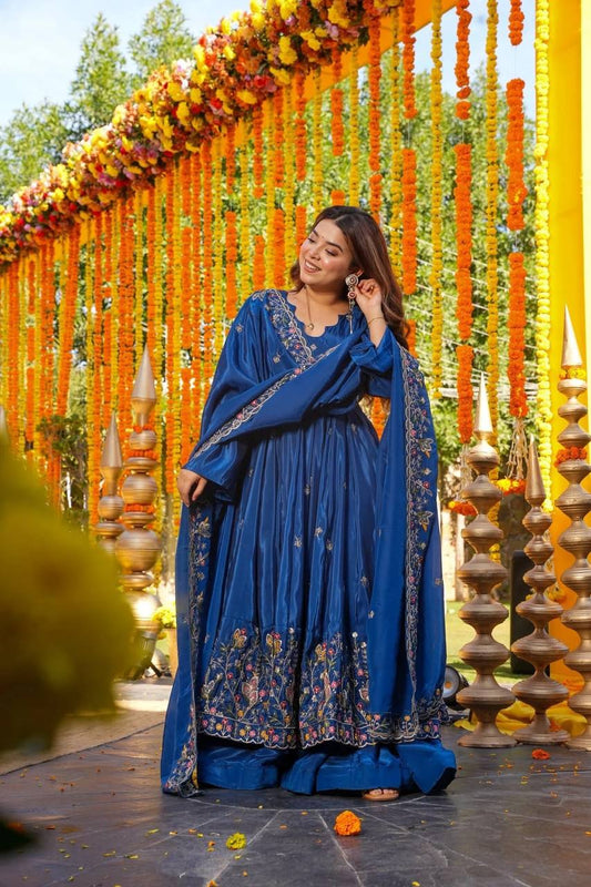 Premium Designer Heavy Crepe Silk Anarkali Suit Set