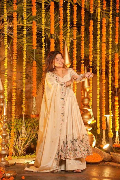 Very Gorgeous Designer Heavy Crepe Silk Anarkali Suit Set