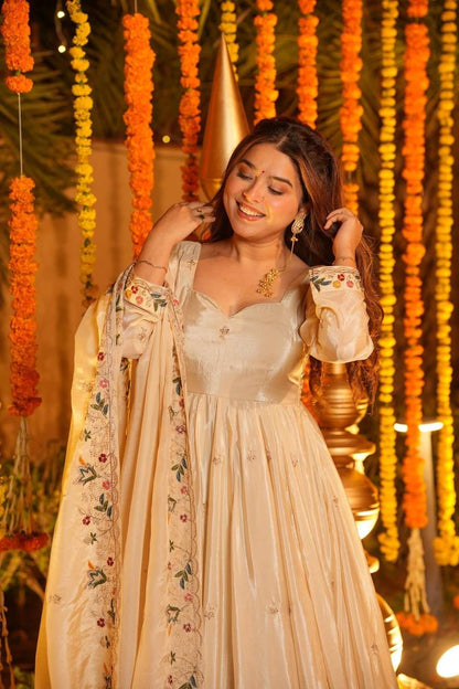 Very Gorgeous Designer Heavy Crepe Silk Anarkali Suit Set