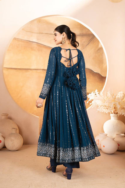 Premium Midnight Blue Anarkali Suit Set