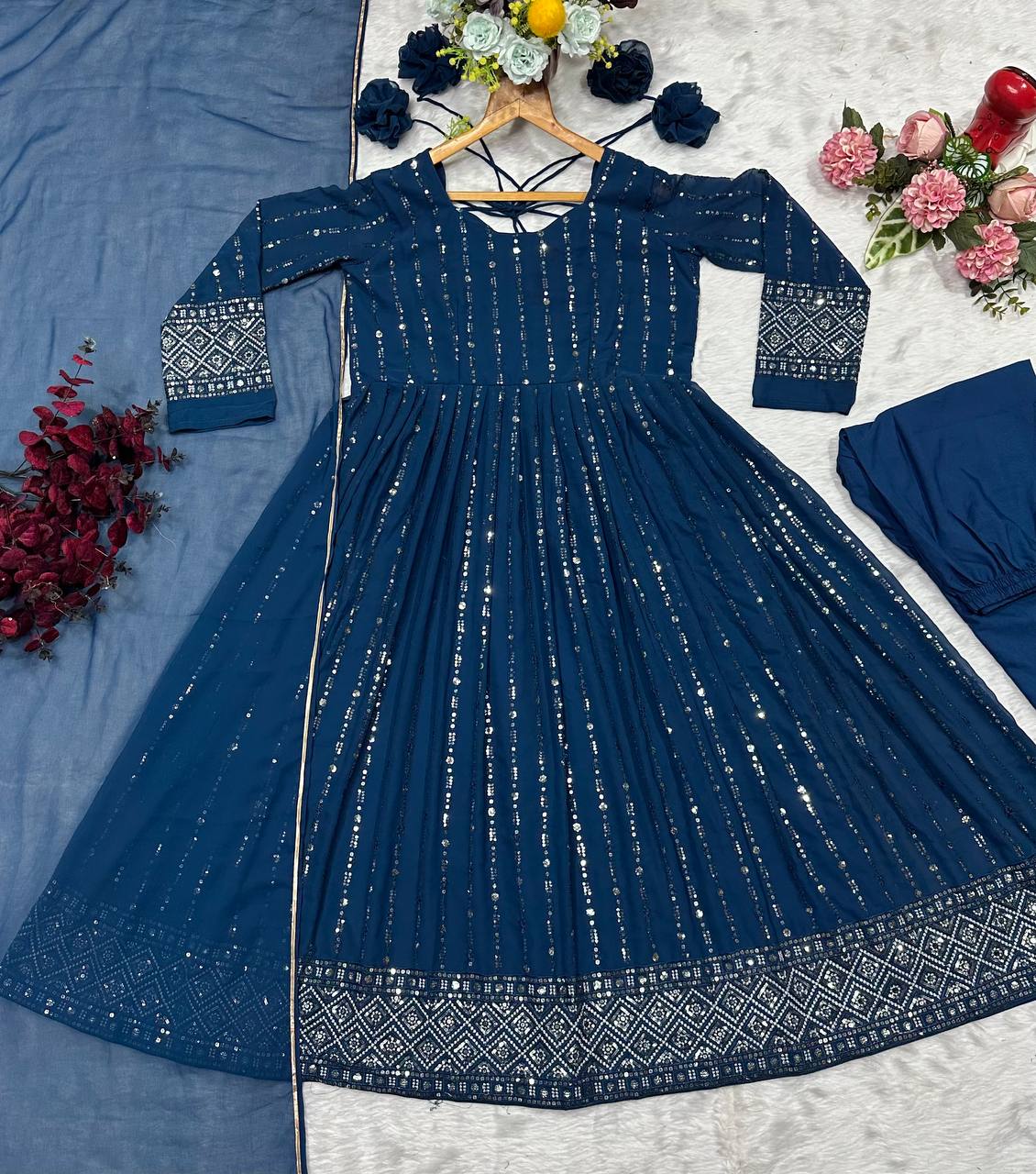 Premium Midnight Blue Anarkali Suit Set