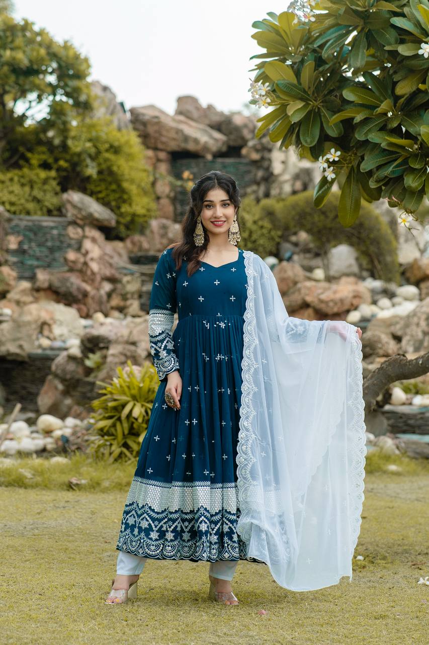 Luxury Designer Embroidery Anarkali Suit Set