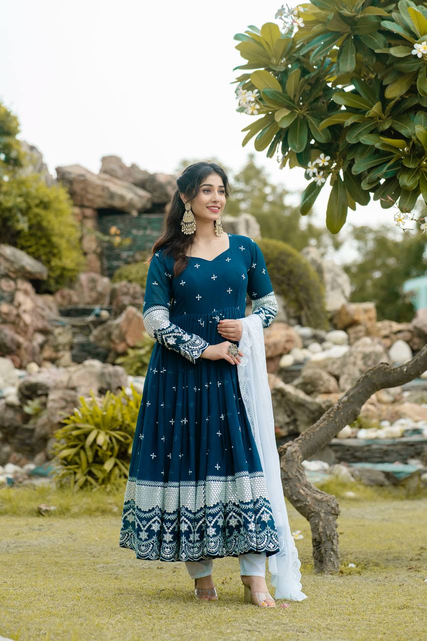 Luxury Designer Embroidery Anarkali Suit Set