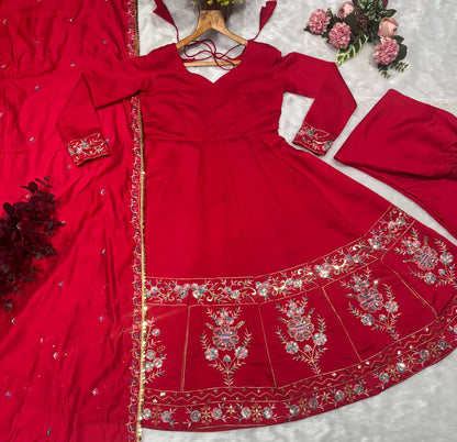 ROMAN FESTIVE BLOOM DESIGNER ANARKALI SUIT SET