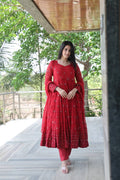 PREMIUM DESIGNER MAROON COLOURED ANARKALI SUIT SET
