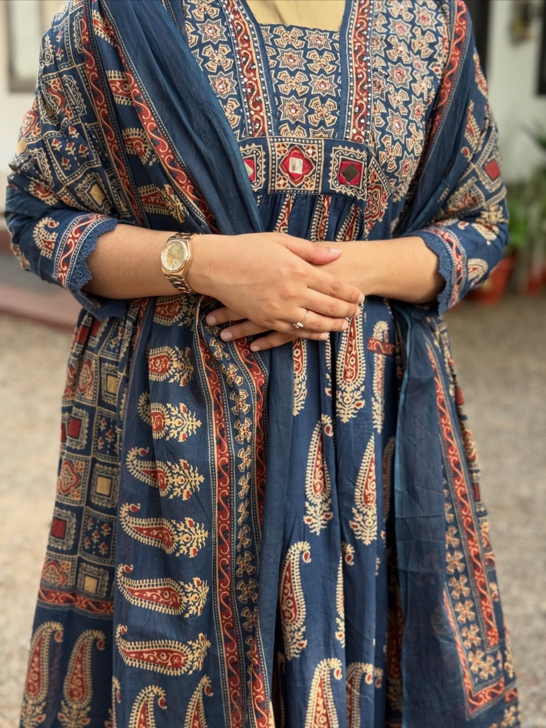 VERY BEAUTIFUL PURE COTTON AJARAKH SUIT SET