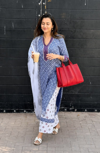 Very Attractive Printed Work Linen Suit Sets