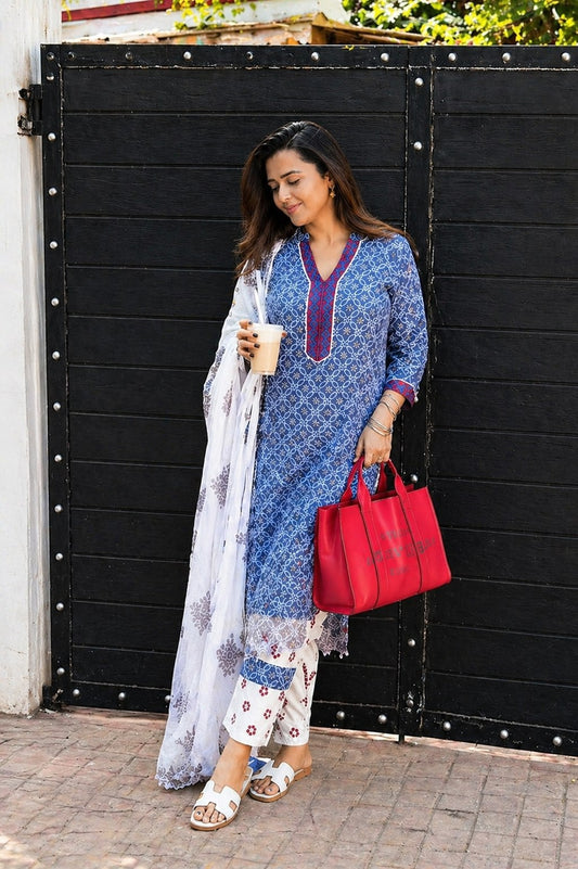 Very Attractive Printed Work Linen Suit Sets