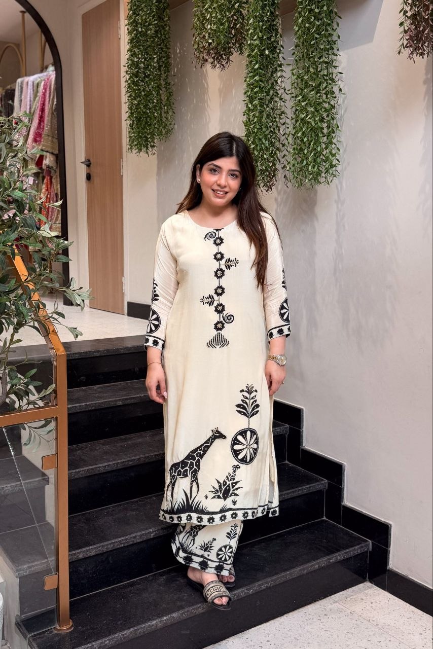 Premium Mulberry Silk Bagru Print Kurti Plazo Set