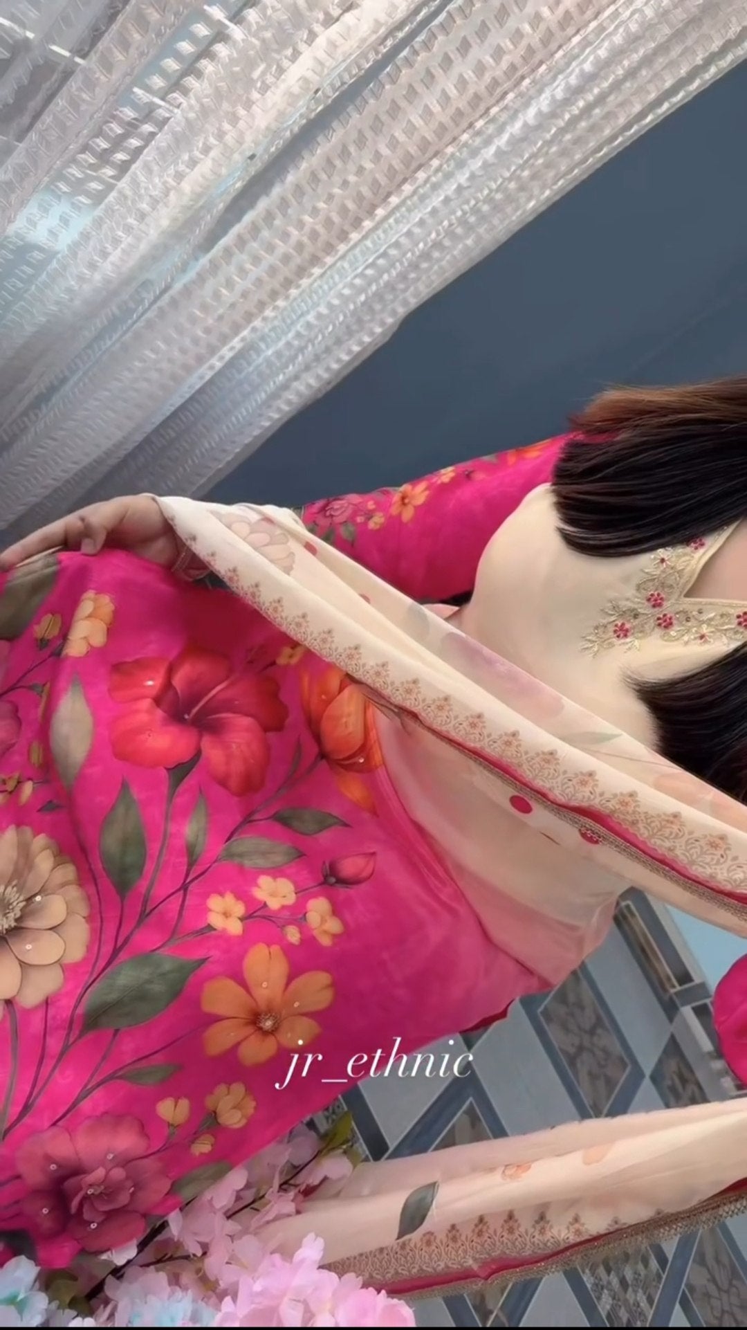 Elegant Floral Suit Set with Heavy Fancy Hand Work