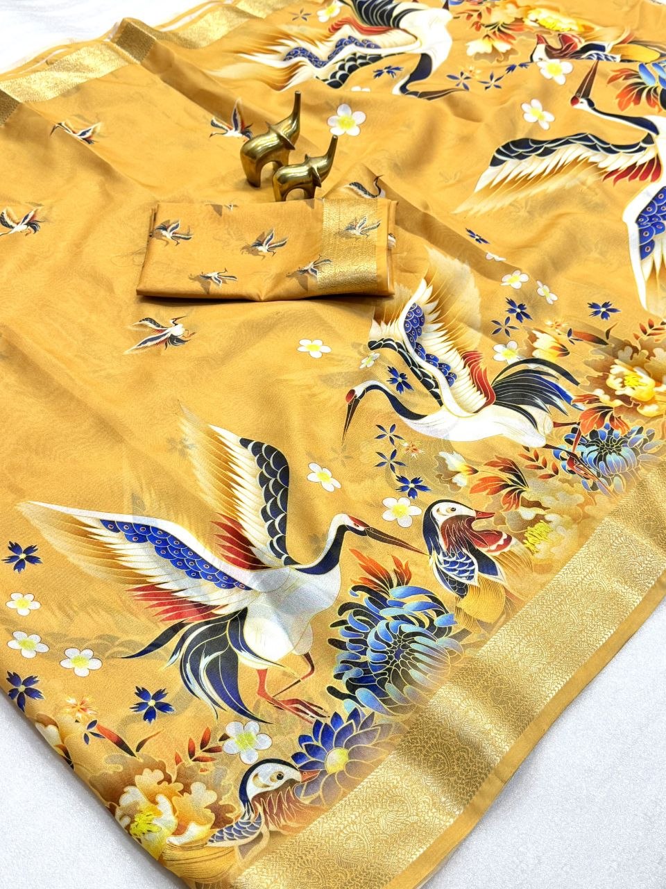 Sunlit Charm Bird Motif Designer Saree